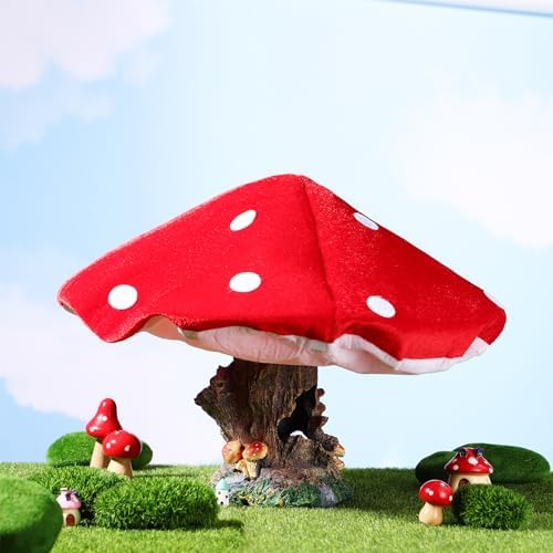 Red White Plush Mushroom Novelty Costume Hat for Women