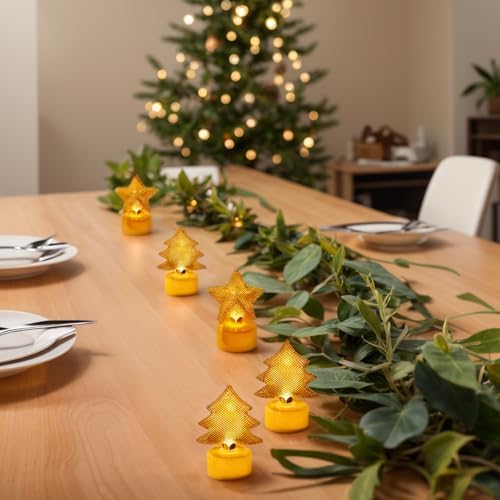 6PCS Star LED Tea Lights Candles for Holiday Decor