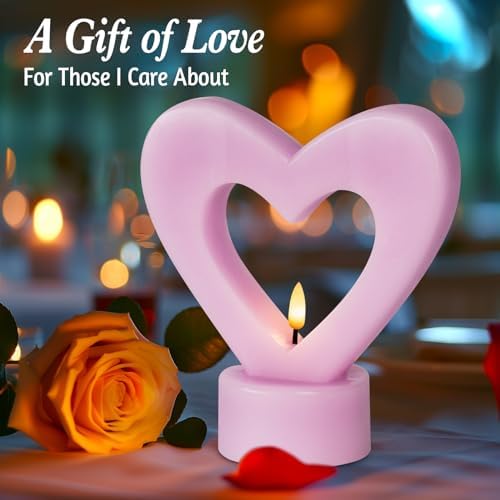 Pink Heart Shape LED Candle with Remote Control