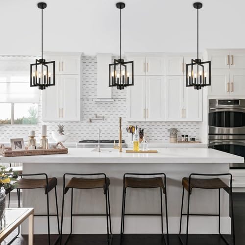 4-Light Black Farmhouse Chandelier for Entryway and Dining Room