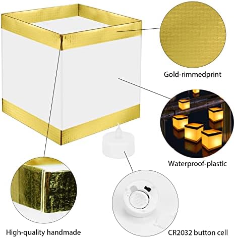 12 Pack Reusable Floating Water Lanterns with LED Candles