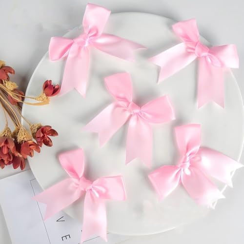 24PCS Pink Bow Cupcake Toppers for Birthday Parties