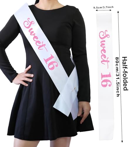 Sweet 16 Birthday Sash with Pink Glitter Letters