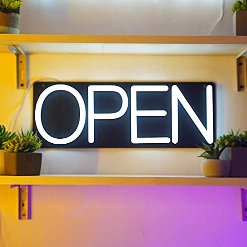 HiNeon White Neon Open Sign 20x7 LED Light with Remote