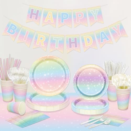 Pastel Rainbow Birthday Party Set for 20 Guests