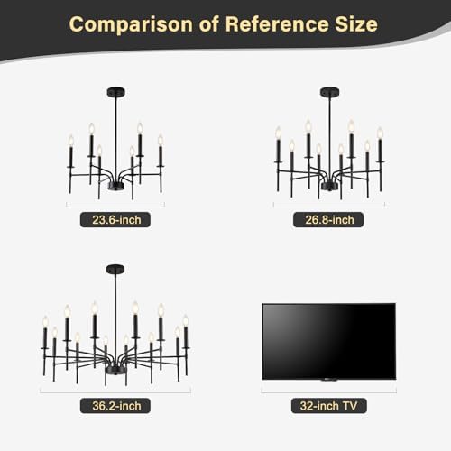 Qamra 12 Light Metal Black Chandelier for Dining Room