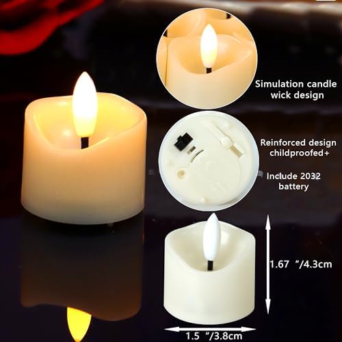 12 Pack Flameless Votive Candles with LED Tea Lights Warm White Battery Operated