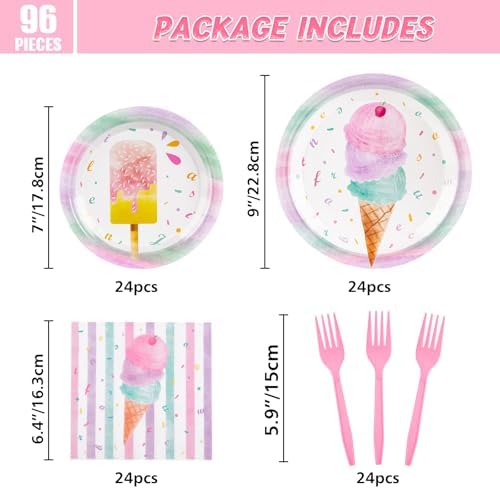 WERNNSAI Ice Cream Party Supplies Set