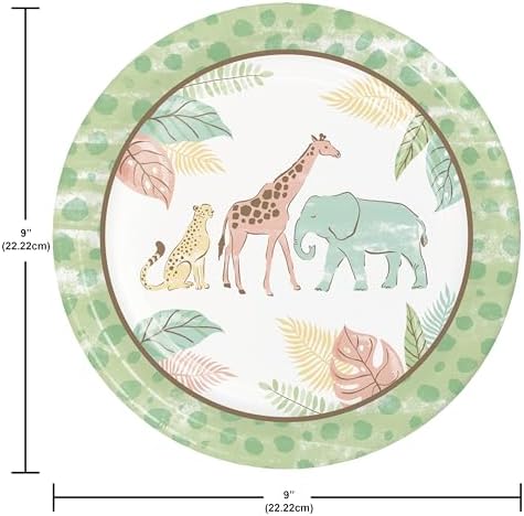 Trendware Safari Baby Animal Birthday Plates Napkins Set Serves 16
