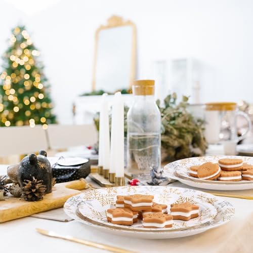 Yungyan 120Pcs Snowflake Paper Plates Christmas Party Plates