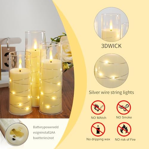 Set of 7 Flameless Candles with Star String and Remote Control