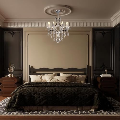 VARTTYAL Black Crystal Chandelier 8 Light 30 Inch Ceiling Light Fixture