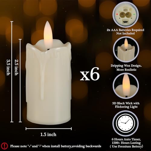 Flameless LED Votive Candles with Auto Timer Pack of 6