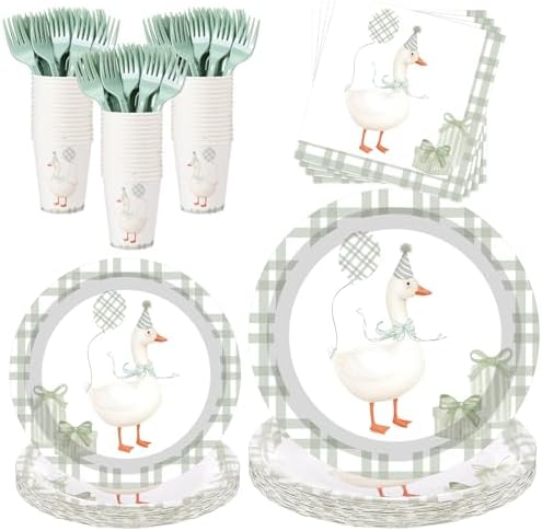 Havawish 120 Pcs Silly Goose Party Plates Set
