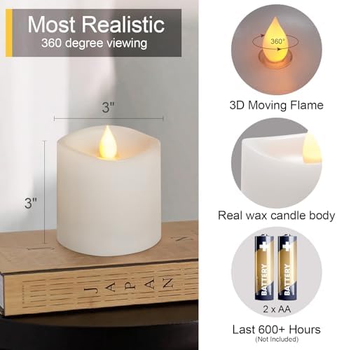 Realistic Flameless LED Candles with Remote and Timer Set of 3