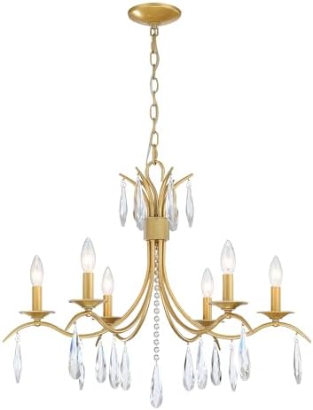 Modern Gold 6-Light Crystal Chandelier for Living Room
