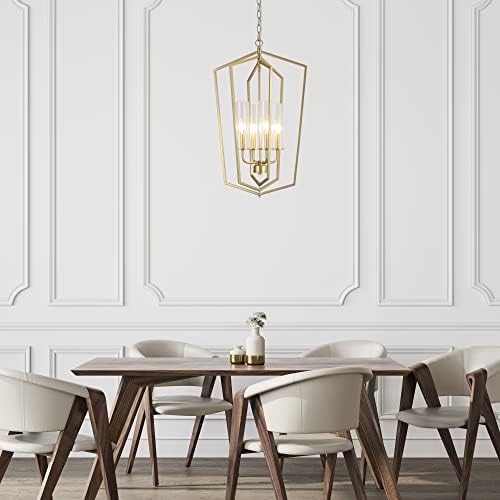 ZEVNI Gold 4-Light Chandelier Pendant Light