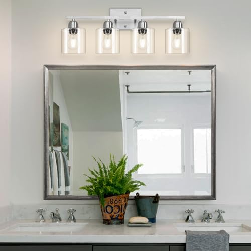 Brushed Nickel Vanity Lights Over Mirror 4 Light Wall Fixtures