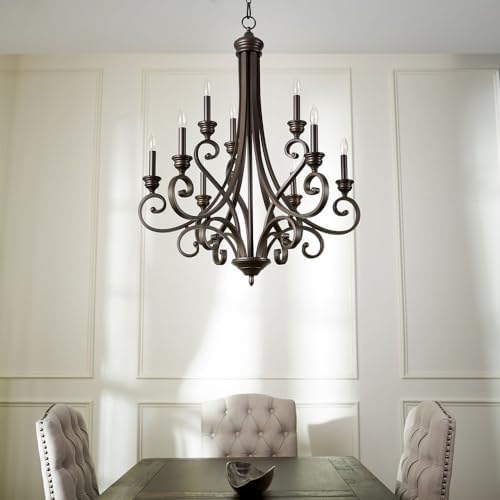 Quorum 6054-9-86 Nine Light Chandelier in Bronze Finish