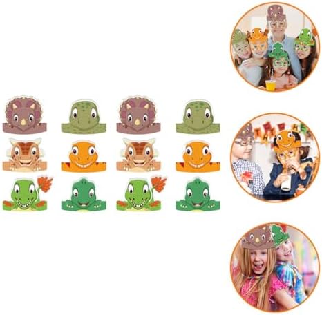 Didiseaon 12pcs Dinosaur Birthday Party Hats for Kids
