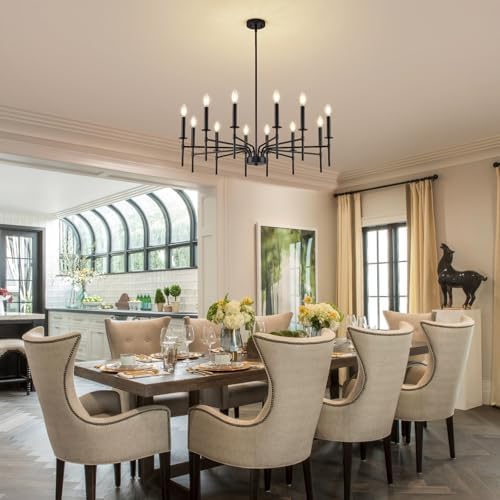 Qamra 12 Light Metal Black Chandelier for Dining Room