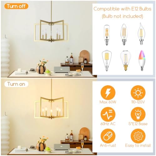 Modern 5 Light Gold Chandeliers for Dining Room