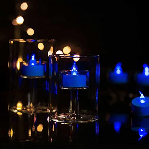 LANKER 24 Pack Blue Flameless LED Tealight Candles