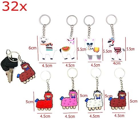 JZK 32 Pcs Cute Alpaca Keyring Set for Kids