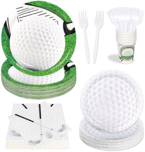 Golf Party Tableware Set 120 Pcs for 24 Guests