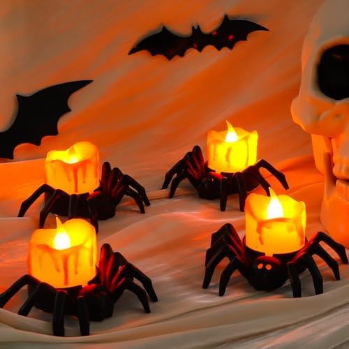 6PCS Halloween Spider LED Tea Light Decorations