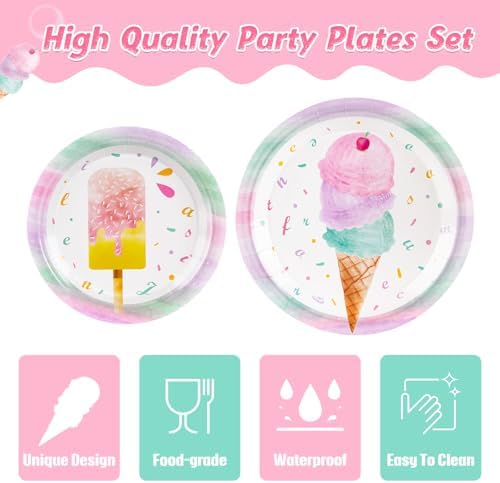 WERNNSAI Ice Cream Party Supplies Set