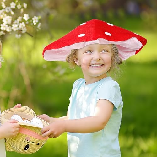 Red White Plush Mushroom Novelty Costume Hat for Women