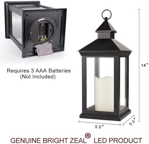 Bright Zeal 14 Decorative Candle Lantern with Timer