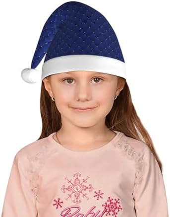 Navy Blue Santa Hat for Kids Baby Christmas Hats Plush Holiday Hat