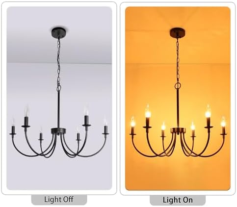 6 Light Farmhouse Chandelier Black Dining Room Light Fixture