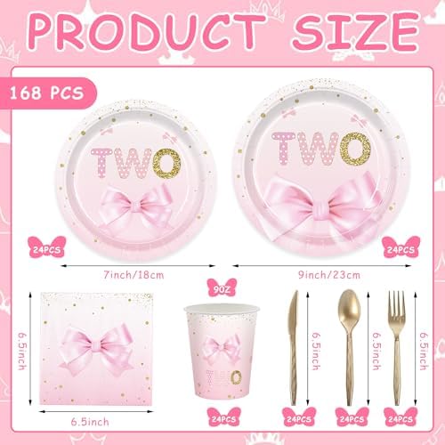 168pcs Birthday Plates Napkins Cups Forks Spoons Set