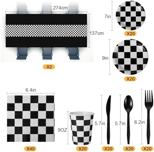 Oudain 162 Pcs Racing Car Birthday Party Supplies Set for 20 Guests