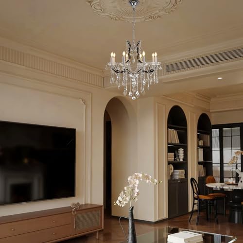 VARTTYAL Black Crystal Chandelier 8 Light 30 Inch Ceiling Light Fixture