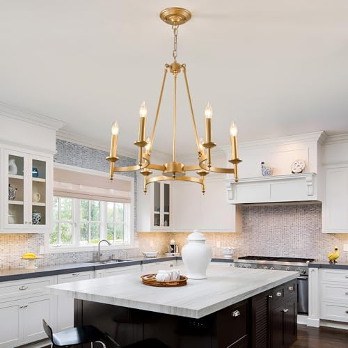 24 Inch Modern Gold Chandelier 6 Light