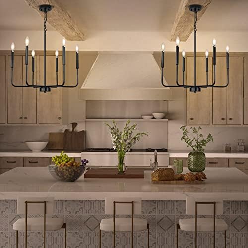 Black Farmhouse 6-Lights Chandelier for Dining Room