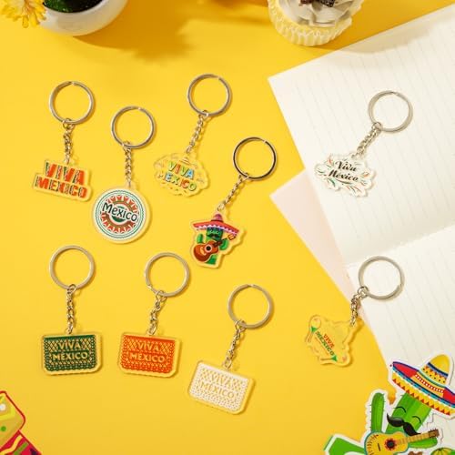 36 Pcs Viva Mexico Keychain Acrylic Bulk Set 9 Styles