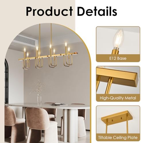 Niloah 8 Light Brushed Gold Chandelier Modern