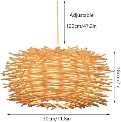 Boho Style Bird Nest Rattan Chandelier Ceiling Light