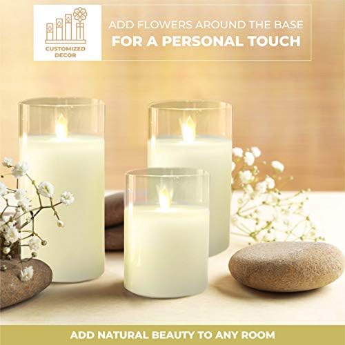 Lumabase Glass Hurricane LED Candles - Set of 3