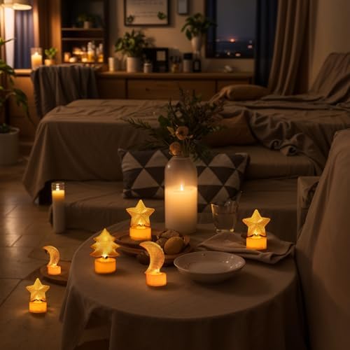 6PCS Star LED Tea Lights Candles for Holiday Decor