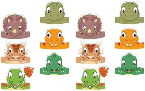 Didiseaon 12pcs Dinosaur Birthday Party Hats for Kids