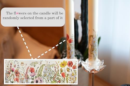 CozierGlow Flameless Taper Candles with Remote and Timer 9 Inch Wild Flower Design