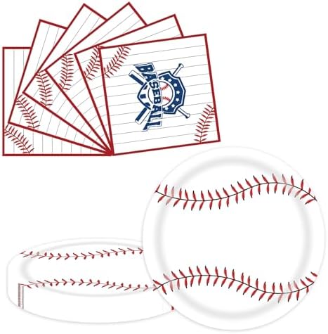 50 Pcs Baseball Party Plates and Napkins for Birthday