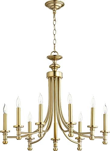 Quorum 6022-9-80 Nine Light Brass Chandelier