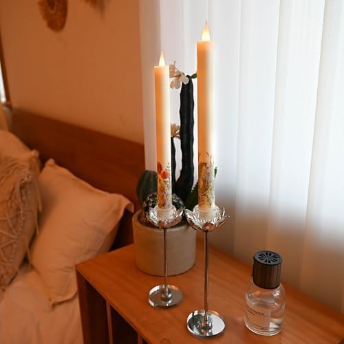 CozierGlow Flameless Taper Candles with Remote and Timer 9 Inch Wild Flower Design